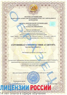 Образец сертификата соответствия аудитора №ST.RU.EXP.00006191-1 Вольно-Надеждинское Сертификат ISO 50001