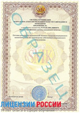 Образец сертификата соответствия (приложение) Вольно-Надеждинское Сертификат ISO 13485