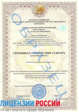 Образец сертификата соответствия аудитора №ST.RU.EXP.00006191-3 Вольно-Надеждинское Сертификат ISO 50001