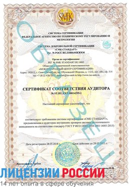 Образец сертификата соответствия аудитора №ST.RU.EXP.00014299-1 Вольно-Надеждинское Сертификат ISO 14001